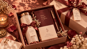Thoughtful Corporate Gifting in Burgundy and Gold